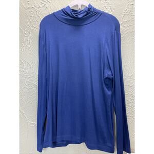 Joseph A Womens Blue Mock Turtleneck Long Sleeves Pullover Sweater Size Large